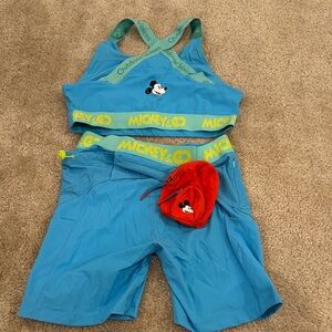 Disney Blue Activewear with Red Mickey Mouse Pouch